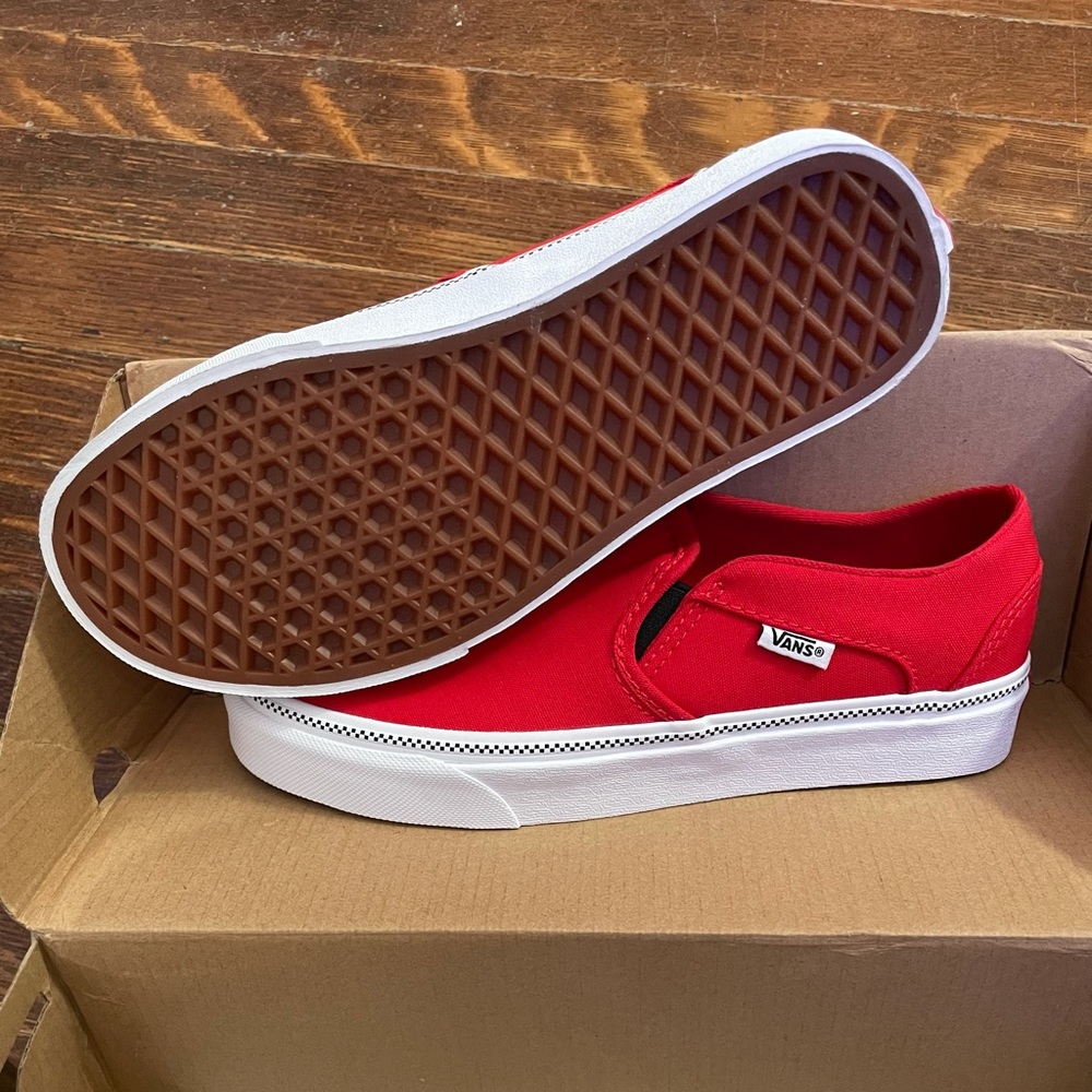 Vans Asher Red with Check Strip W 6.5